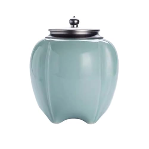 LINKIO Ceramic Food Jar Modern Simple Large Capacity Metal Cover Tea Can Household Ceramic Storage Cans Sealed Cans Pantry Storage Containers(B)