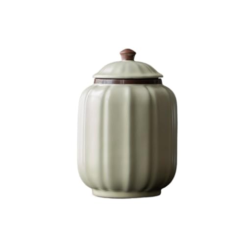 LINKIO Ceramic Food Jar Ceramic Bulk Tea Storage Jars, Kitchen Candy Nuts Coffee Grain Sealed Jars, Household Seasoning Storage Jars Pantry Storage Containers(B,Large)