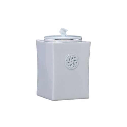 LINKIO Ceramic Food Jar Celadon Ceramic Bulk Tea Storage Container Jar Single Jar White Porcelain Home Kitchen Food Storage Jar Sealed Jar Pantry Storage Containers(B,Medium)