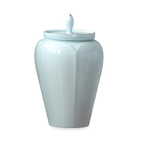 LINKIO Ceramic Food Jar Tea Cake Purple Clay Tea Can Chinese Retro Sealed Wake Tea Can White Tea Pu'er Tea Box Tea Cake Can Tea Storage Box Pantry Storage Containers(Large)