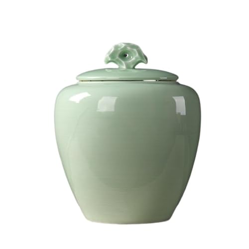 LINKIO Ceramic Food Jar Ceramic Loose Tea Storage Jar with Lid Sealed Jar Simple Large Capacity Sealed Jar Retro Chinese Tea Set Single Jar Pantry Storage Containers(A,Large)