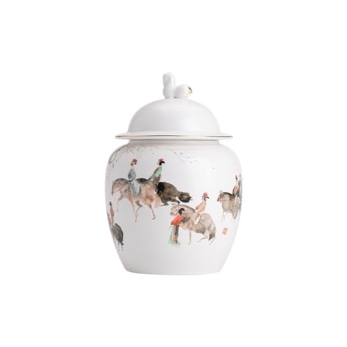 LINKIO Ceramic Food Jar Hand-Painted Tea Storage Jars Household Loose Tea Storage Containers Tea Jars Chinese Retro Awakening Tea Jars Pantry Storage Containers(Large)