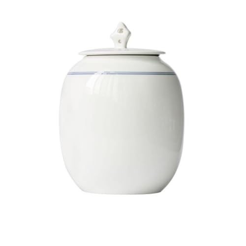 LINKIO Ceramic Food Jar White Porcelain Celadon Sealed Jar Tea Box Jar Ceramic Loose Tea Storage Container Jar Large Kitchen Food Storage Jar Pantry Storage Containers(A,Large)