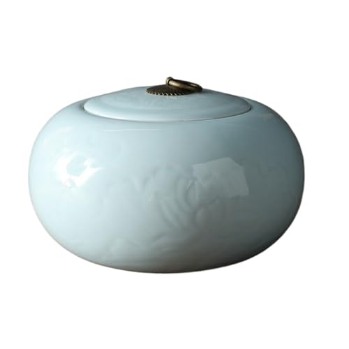 LINKIO Ceramic Food Jar Celadon Loose Tea Storage Jar with Lid Sealed Jar Creative Simple Large Capacity Sealed Jar Chinese Tea Set Single Jar Pantry Storage Containers(B)