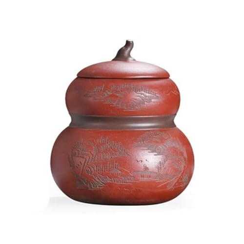 LINKIO Ceramic Food Jar Gourd-Shaped Tea Cans, Loose Tea Storage Cans, Ceramic Tea Urns, Large Capacity Empty Cans, Chinese Style Storage Cans Pantry Storage Containers (Color : A)