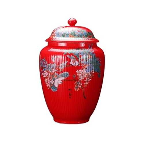 LINKIO Ceramic Food Jar Ceramic Loose Tea Storage Container Tank Large Storage Tank Household Sealed Tank Kitchen Food Storage Tank Pantry Storage Containers(B,Large)