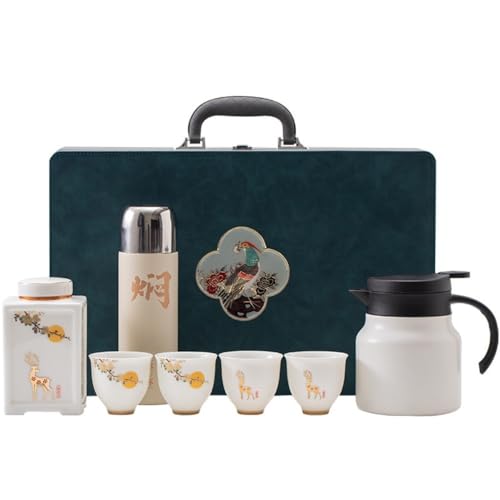 LINKIO Ceramic Food Jar Mutton Fat Jade Ceramic Bulk Tea Storage Jar Tea Set Packaging Box Stewed Teapot Office Cup Tea Empty Gift Box Pantry Storage Containers