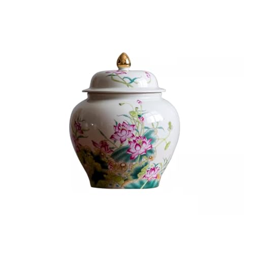 LINKIO Ceramic Food Jar Chinese Style Ceramic Tea Packaging Jar, Extra Large Capacity Tea Accessories, Tea Sealing Jar for Tea, Coffee, Sugar, Nuts Pantry Storage Containers
