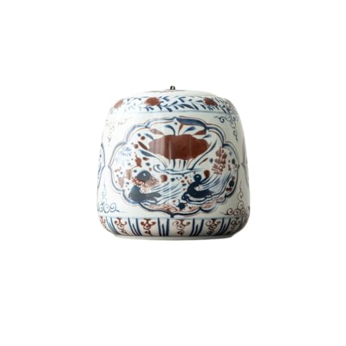 LINKIO Ceramic Food Jar Large Bulk Tea Storage Tank Ceramic Nut Coffee Cereal Sealed Tank Household Large-Capacity Tea Box Large Tea Cylinder Pantry Storage Containers(A)