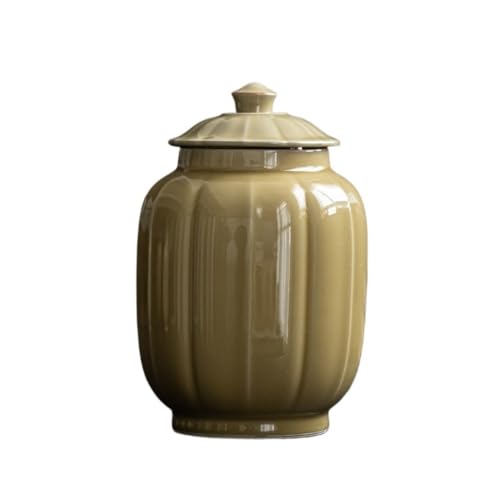 LINKIO Ceramic Food Jar Retro Loose Tea Storage Container Jar Ceramic Nut Coffee Cereal Sealed Jar Empty Jar Chinese Tea Storage Jar Pantry Storage Containers(C)