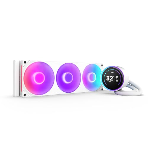 NZXT Kraken Elite 360 RGB 2024 - AIO CPU Liquid Cooler - 360mm Radiator - F360 RGB Core Fan - Customizable 2.72" IPS LCD - NZXT Turbine Pump - AMD® AM5, AM4 - Intel® LGA 1851/1700, 1200/115X - White