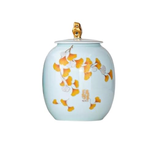 LINKIO Ceramic Food Jar Ceramic Large Tea Can Loose Tea Storage Container Can Sealed Can Kitchen Can Food Storage Can Storage Can Pantry Storage Containers(Medium)