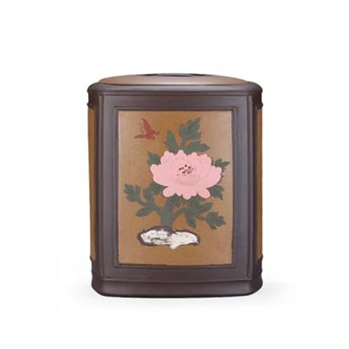 LINKIO Ceramic Food Jar Purple Clay Tea Can Square Can Large Capacity Tea Cake Purple Clay Can Tea Can Pantry Storage Containers (Color : B)