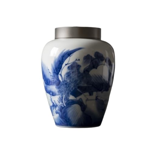 LINKIO Ceramic Food Jar Ceramic Loose Tea Storage Jar Kitchen Storage Container Candy Nut Coffee Bean Cereal Sealed Jar Tea Bin Pantry Storage Containers(1700ml)