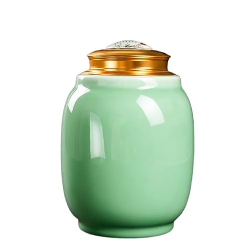 LINKIO Ceramic Food Jar Creative Ceramic Bulk Tea Storage Container Jar Double-Layer Tin Lid Sealed Jar Empty Jar Tea Jar Tea Set Single Jar Pantry Storage Containers(E)