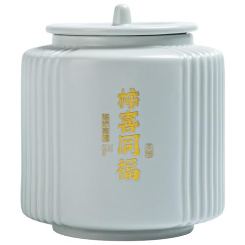 LINKIO Ceramic Food Jar General Jar Chinese Retro Blue and White Ceramic Jar Large Sealed Jar Office Decoration Pu'er Tea Awakening Tea Jar Pantry Storage Containers(Large)
