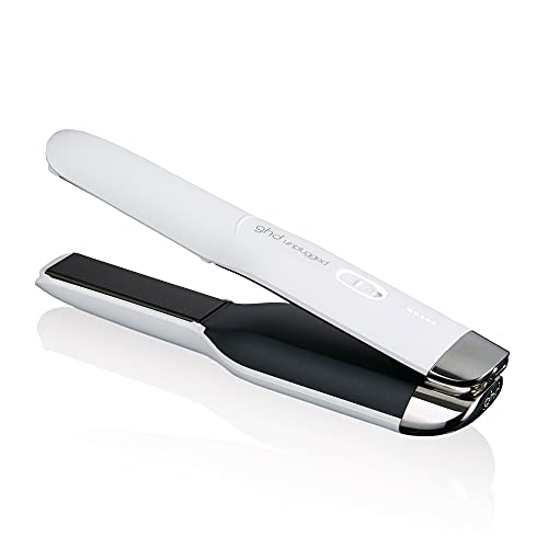 ghd Unplugged Styler ― 1" Cordless Flat Iron Hair Straightener, Professional Travel Straightening Iron with Heat-Resistant Case, USB-C Charging for 20-Minutes of Use ― White