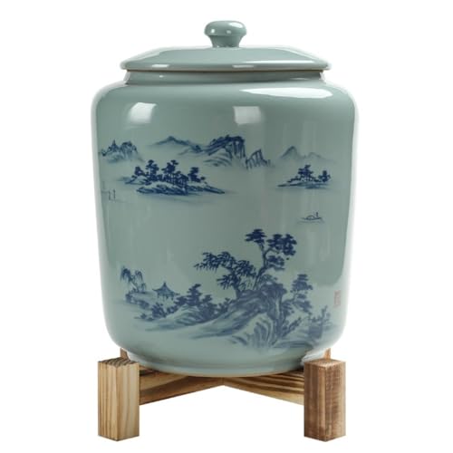 LINKIO Ceramic Food Jar Hand-Painted Tea Storage Container Jar Ceramic Sealed Jar Large Capacity Storage Jar Retro Chinese Tea Set Single Jar Pantry Storage Containers