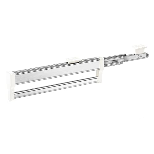 Pull Out Clothes Hanger Rod Adjustable Wardrobe Clothing Rail Hanger Rack Bar for Pants Clothes Stainless Steel (White, 692mm/27.2inch)