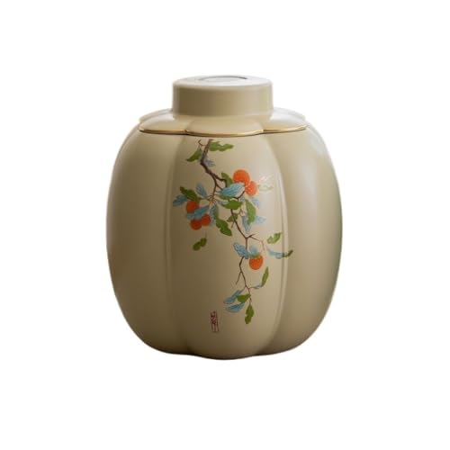 LINKIO Ceramic Food Jar Ceramic Loose Tea Storage Container Jar Large Household Nut Coffee Cereal Sealed Jar with Hygrometer Storage Jar Pantry Storage Containers(B)