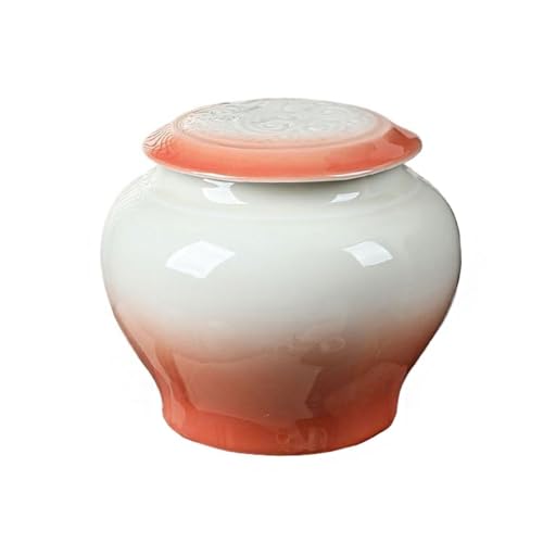 Ceramic Food Jar Ceramic Loose Tea Storage Container Jar with Lid Tea Jar Kitchen Food Sealed Canned Tea Jar Double Jar + Gift Box Pantry Storage Containers(A,Medium)