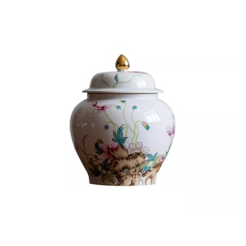 LINKIO Ceramic Food Jar Ceramic Tea Canister Extra Large Capacity Tea Canister Chinese Sober Tea Canister for Serving Ground Coffee, Tea, Sugar, Salt and More Pantry Storage Containers
