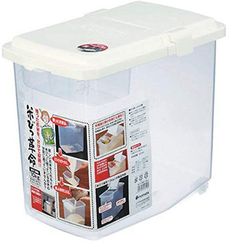 JapanBargain 1826, Lot of 6 Plastic Kome Bitsu Rice Storage Container Kitchen Pantry Storage Container 22 lbs, Made in Japan