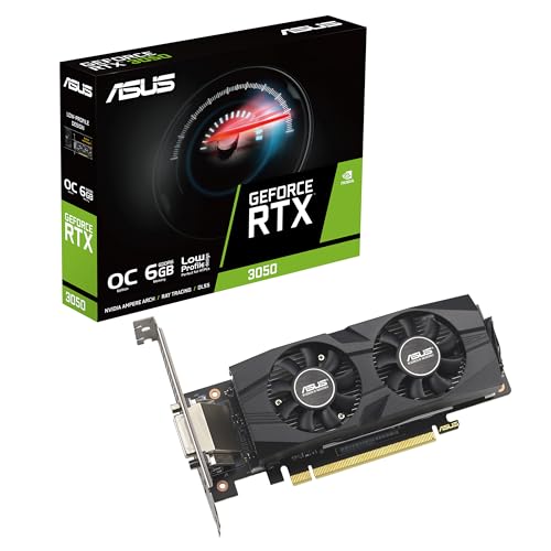 ASUS GeForce RTX™ 3050 LP BRK OC Edition 6GB GDDR6 (IP5X dust Resistance, Dual Ball Bearings, Stainless Steel Bracket, PCIe 4.0, DLSS 3, HDMI 2.1, DisplayPort 1.4a, DVI-D and More)