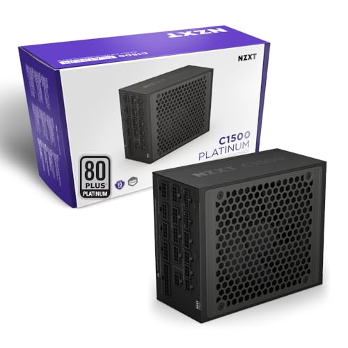 NZXT C1500 Platinum ATX 3.1 | Fully Modular Low-Noise PC Gaming Power Supply | 1500 Watts | 80 Plus Platinum| Dual 12V-2x6 Connectors | Zero Fan Mode | 100% Japanese Capacitors | Black