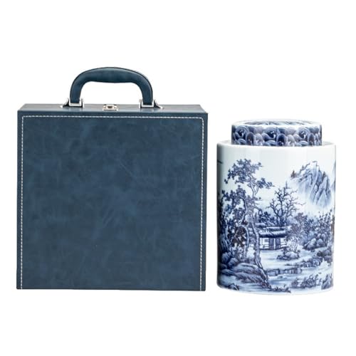 LINKIO Ceramic Food Jar Ceramic Loose Tea Storage Container Jar Large Capacity Sealed Storage Jar Retro Tea Set Single Jar Gift Box Set Pantry Storage Containers