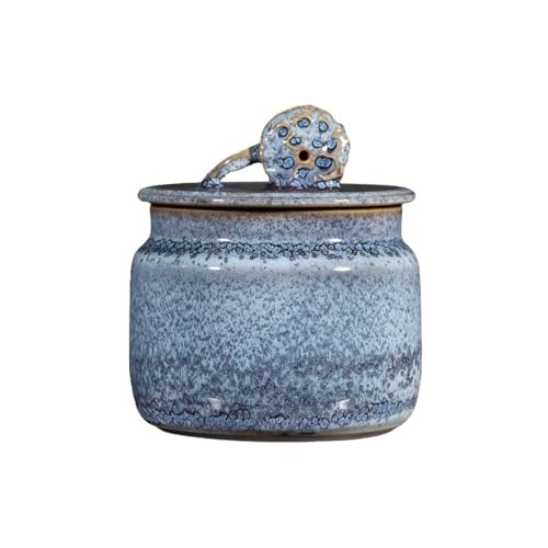 LINKIO Ceramic Food Jar Purely Handmade Loose Tea Storage Container Jar Ceramic Small Sealed Jar Chinese Retro Single Jar Tea Set Accessories Pantry Storage Containers