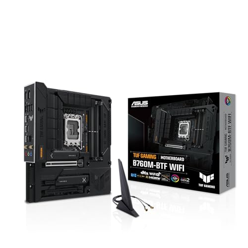 TUF Gaming B760M-BTF WiFi Intel B760 (LGA 1700) mATX Motherboard with DDR5, PCIe 5.0, 3X PCIe 4.0 M.2 Slots, 12+1 DrMOS, Wi-Fi 6, 2.5Gb LAN, DP, HDMI, USB 3.2 Gen 2x2 Type-C, Hidden Connector Design