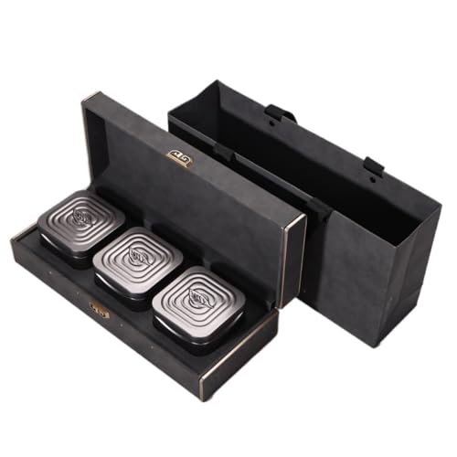 LINKIO Ceramic Food Jar Bulk Tea Storage Container Cans Sealed Cans Round Iron Cans Empty Cans Tea Set Double Cans/Three Cans Gift Box Set Pantry Storage Containers(Silver,Three cans)