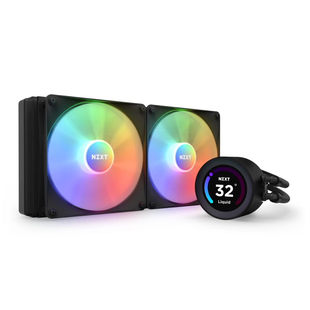 NZXT Kraken Elite 280 RGB - RL-KR28E-B1 - 280mm AIO CPU Liquid Cooler - Customizable 2.36" LCD Display for Images, Performance Metrics - High-Performance Pump - 2 x F140 RGB Core Fans - Black