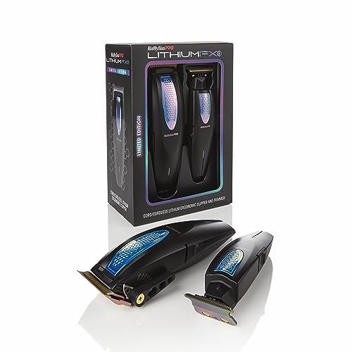 BaBylissPRO Limited Edition Cord/Cordless Lithium Ergonomic Clipper and Trimmer Prepack - Iridescent
