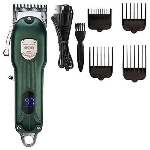 YUSIWOAL Pro Hair Clipper, Professional Barbershop LED Adjustable Hair Clippe Cordless Hair Trimmer Hair Cutting Machine Electric Salon Taper Lever(Blue)