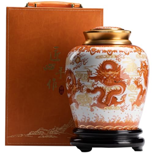 LINKIO Ceramic Food Jar Bulk Tea Storage Container Jar Ceramic Kitchen Awakening Tea Storage Jar Household Ceramic Tea Jar Large Sealed Jar Pantry Storage Containers(B)