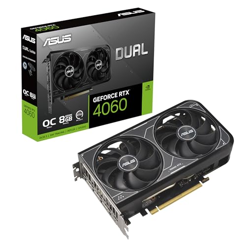 ASUS Dual GeForce RTX™ 4060 V2 OC Edition (PCIe 4.0, 8GB GDDR6, DLSS 3, HDMI 2.1a, DisplayPort 1.4a, 2-Slot Design, Axial-tech Fan Design, 0dB Technology, and More)