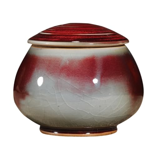 LINKIO Ceramic Food Jar Creative Pure Handmade Bulk Tea Storage Container Jar Ceramic Sealed Jar Single Jar Retro Chinese Handicraft Ornaments Pantry Storage Containers