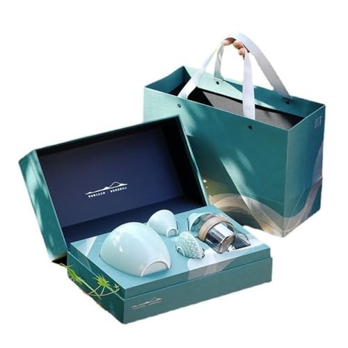 LINKIO Ceramic Food Jar Ceramic Tea Storage Container Jar Household Sealed Jar Tea Cup Glass Tea Cup Chinese Teapot Tea Gift Box Set Pantry Storage Containers