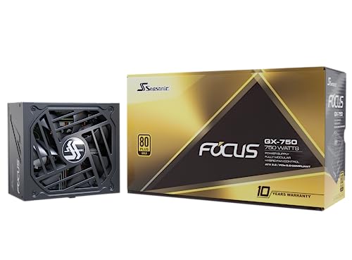 Seasonic Focus V3 GX-750-750W - 80+ Gold - ATX 3.0 & PCIe 5.0 Ready - Full-Modular - Low Noise - 10 Year Warranty - Nvidia RTX 30/40 Super & AMD GPU Compatible (Ref. SSR-750FX3)