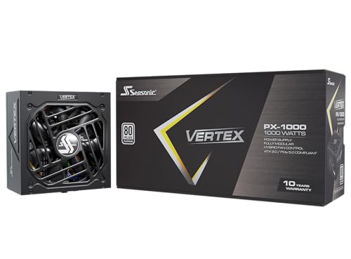 Seasonic Vertex PX-1000-1000W - 80+ Platinum - ATX 3.0 & PCIe 5.0 Ready - Full-Modular - ATX Form Factor - Low Noise - 12 Year Warranty - Nvidia RTX 30/40 Super & AMD GPU Compatible