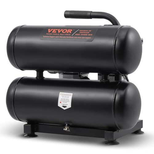 VEVOR Air Compressor, 4.6 Gallon Steel Tank, 1HP 2.2CFM@90 PSI Oil Free Air Compressor & Max 120PSI Pressure, 80dB Ultra Quiet Portable Compressor for Auto Repair, Tire Inflation, Spray Painting, 120V