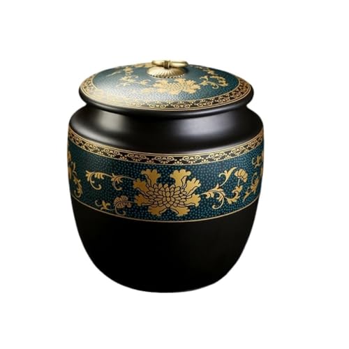 LINKIO Ceramic Food Jar Ceramic Loose Tea Storage Jar, Household Kitchen Storage Jar, Sealed Jar, Suitable for Storing Tea, Sugar, Etc. Pantry Storage Containers(B,Medium)