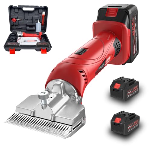 Vkdemer Cordless Horse Clippers,500W Heavy Duty Horse Grooming Clippers with 2 PCS Rechargeable 3000mAH Lithium Battery,6 Speed Professional Horse Grooming Kit for Horse,Large Dogs, Thick Coat Animals