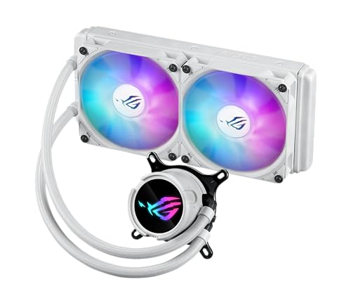 ASUS ROG Strix LC III 240 ARGB White Edition All-in-one CPU Liquid Cooler with 360° rotatable Water Block, Asetek’s New Gen7 v2 Pump, Premium ROG ARGB Fans, and 10+ Custom Aura Lighting Effects