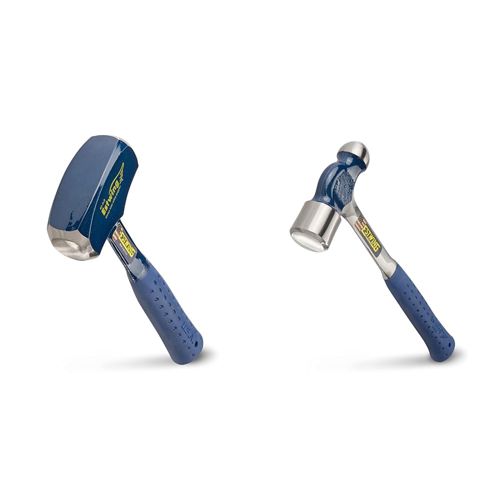 Estwing - BL353 Drilling/Crack Hammer - 3-Pound Sledge with Forged Steel & Ball Peen Hammer - 24 oz Metalworking Tool with Forged Steel Construction & Shock Reduction Grip