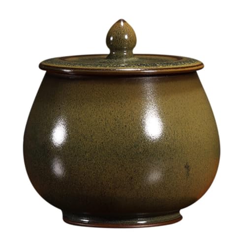 LINKIO Ceramic Food Jar Retro Pure Handmade Bulk Tea Storage Container Jar Ceramic Small Sealed Jar Chinese Handicraft Ornaments Single Jar Pantry Storage Containers