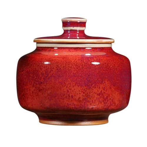 LINKIO Ceramic Food Jar Creative Retro Pure Handmade Bulk Tea Storage Jar Ceramic Small Sealed Jar Chinese Handicraft Ornaments Single Jar Pantry Storage Containers