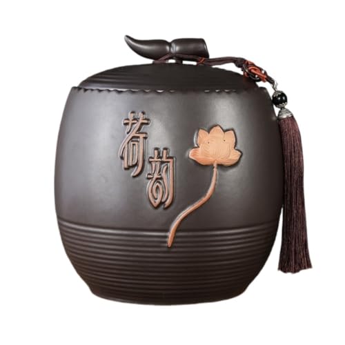 LINKIO Ceramic Food Jar Loose Tea Storage Container Jar Ceramic Small Sealed Jar Retro Chinese Tea Set Single Jar Gift Box Set Pantry Storage Containers(C)